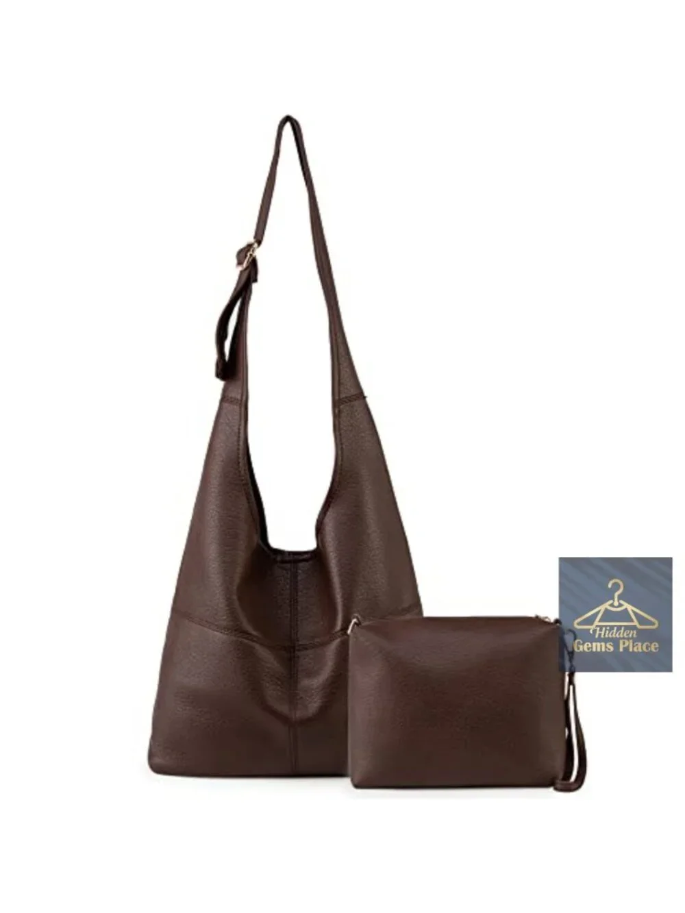 Hobo Handbag for Women Vegan Leather Slouchy Shoulder Bag with Cosmetic Pouch